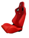 SPDZ1 Katana Racing Seats Red Leather with White Cross Stitch Reclinable