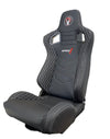 SPDZ1 Katana Racing Seats Black Leather with White Cross Stitch Reclinable