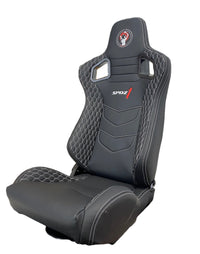 SPDZ1 Katana Racing Seats Black Leather with White Cross Stitch Reclinable