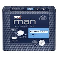 Seni Man Active Urological Pads, Light Absorbency (Case of 90)