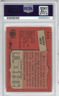Graded 1987 Topps Jerry Rice #115 2nd Year Football Card PSA 8 NM-MT