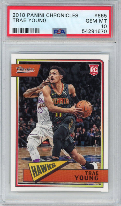Graded 2018-19 Panini Chronicles Trae Young #665 Rookie RC Basketball Card PSA 10 Gem Mint