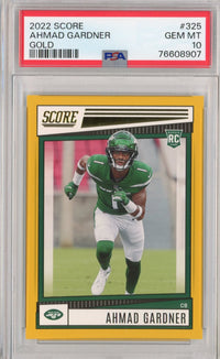 Graded 2022 Panini Score Ahmad Sauce Gardner #325 Gold Rookie RC Football Card PSA 10 Gem Mint