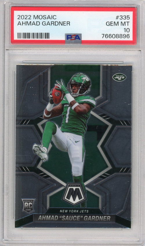 Graded 2022 Panini Mosaic Ahmad Sauce Gardner #335 Rookie RC Football Card PSA 10 Gem Mint