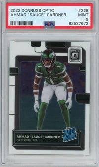 Graded 2022 Panini Donruss Optic Ahmad Sauce Gardner #228 Rookie RC Football Card PSA 9 Mint