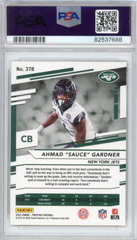 Graded 2022 Panini Prestige Ahmad Sauce Gardner #378 Rookie RC Football Card PSA 8 Mint
