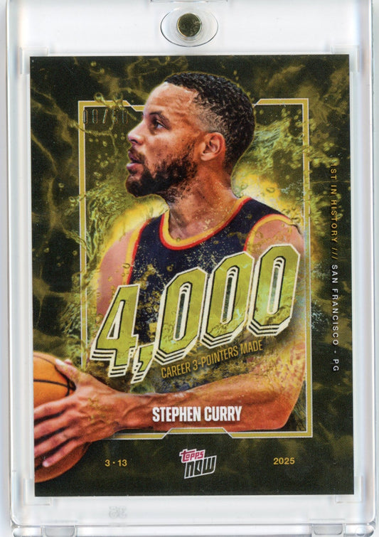 2025 Topps Now Steph Curry #13 Gold Foil /50 4,000 Career 3 Pointers Basketball Card