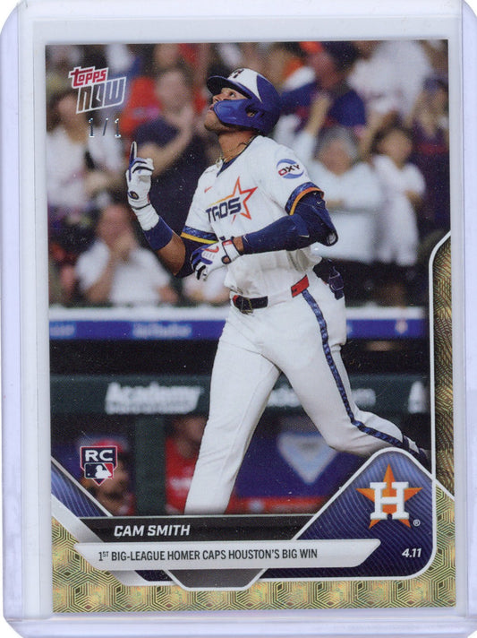 2025 Topps Now Cam Smith #58 1st MLB Home Run Foilfractor 1/1 Rookie RC Baseball Card