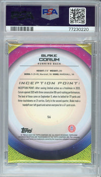 Graded 2022 Bowman U Inception Blake Corum #56 Aqua V1 Foil Rookie RC Football Card PSA 10 Gem Mint