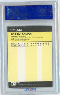 Graded 1986 Fleer Update Barry Bonds #U14 Rookie RC Baseball Card PSA 8 NM-MT