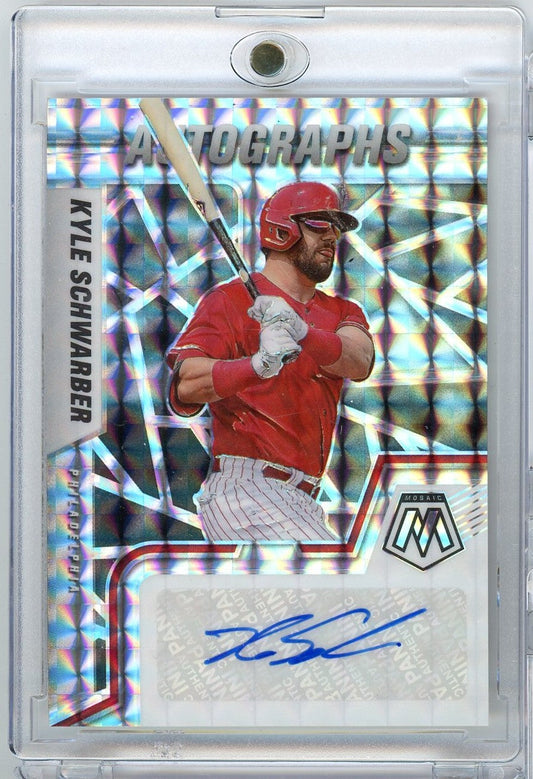 2022 Panini Mosaic Silver Prizm Kyle Schwarber #AM-KS Auto Philadelphia Phillies Baseball Card
