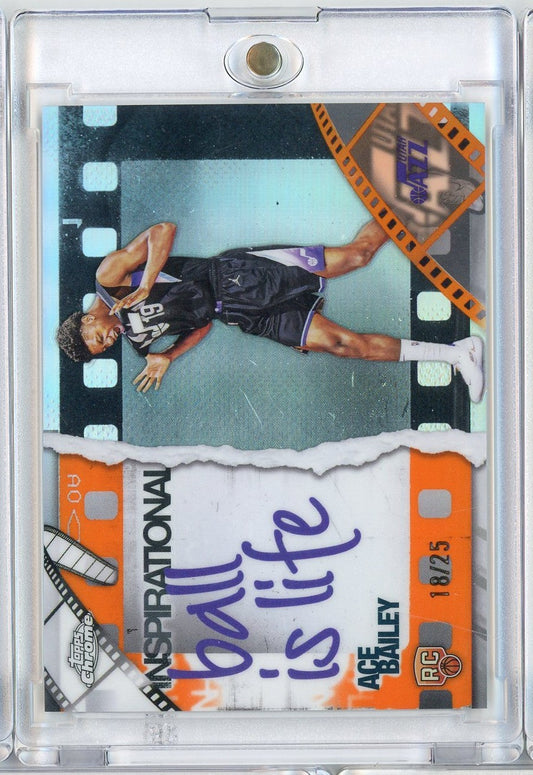 2025 Topps Chrome Ace Bailey #IP20 Inspirational Orange Foil /25 Utah Jazz Rookie RC Basketball Card