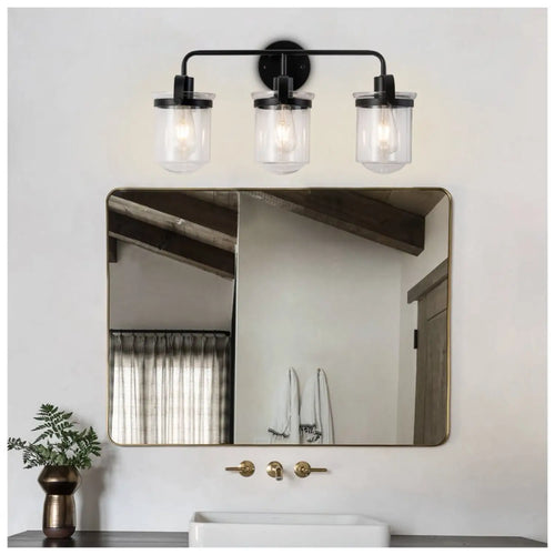 Indoor Wall Lights in Modern Black Finish with Glass Shade and E26 Base