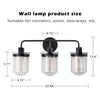 Indoor Wall Lights in Modern Black Finish with Glass Shade and E26 Base