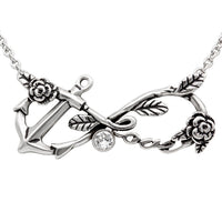 Infinity Anchor Necklace Sterling Silver Flower Chain