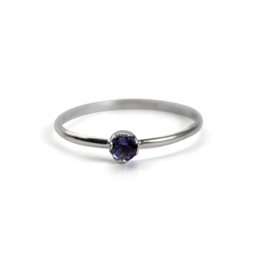 Iolite Sterling Silver Ring Delicate Minimalist Band