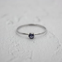 Iolite Sterling Silver Ring Delicate Minimalist Band