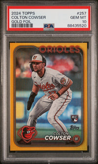 Graded 2024 Topps Colton Cowser #257 Gold Foil Rookie RC Baseball Card PSA 10 Gem Mint