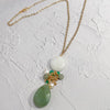 Jade Sea Glass Pendant Necklace Gold Chain Drop Green Pearl