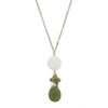 Jade Sea Glass Pendant Necklace Gold Chain Drop Green Pearl