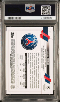 Graded 2022 Topps UEFA CC Lionel Messi #1 Starball Foil Soccer Card PSA 10 Gem Mint
