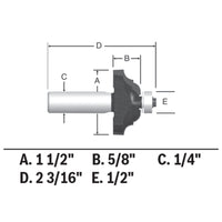 BOSCH 85581MC 1-1/2 In. x 5/8 In. Carbide-Tipped Classical Router Bit