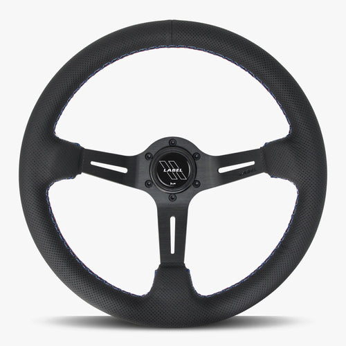 The Le Mans | Black Perforated Leather | Black Spoke | RED Stitch