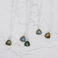Labradorite 10mm Silver Plated Pendant Necklace 18in