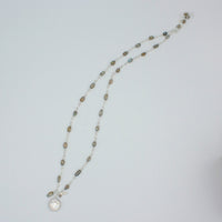 Labradorite Chain Necklace With Freshwater Pearl Pendant