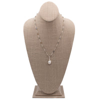 Labradorite Chain Necklace With Freshwater Pearl Pendant