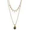 Labradorite Pendant Necklace Gold Filled Layered Design