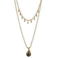 Labradorite Pendant Necklace Gold Filled Layered Design