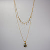 Labradorite Pendant Necklace Gold Filled Layered Design