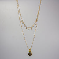 Labradorite Pendant Necklace Gold Filled Layered Design
