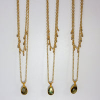 Labradorite Pendant Necklace Gold Filled Layered Design