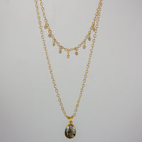 Labradorite Pendant Necklace Gold Filled Layered Design