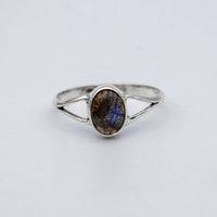 Labradorite Sterling Silver Ring Oval Stone Boho Adjustable