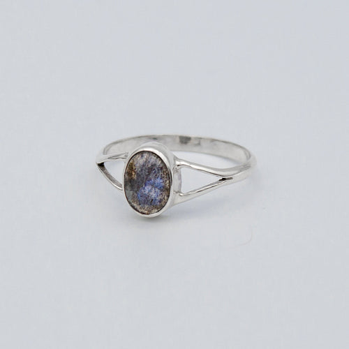 Labradorite Sterling Silver Ring Oval Stone Boho Adjustable