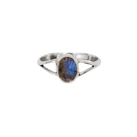 Labradorite Sterling Silver Ring Oval Stone Boho Adjustable