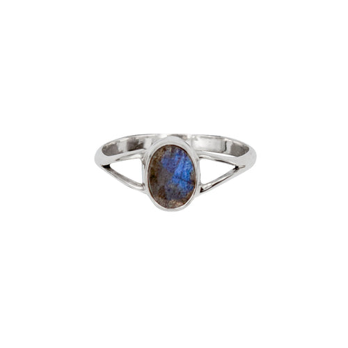 Labradorite Sterling Silver Ring Oval Stone Boho Adjustable