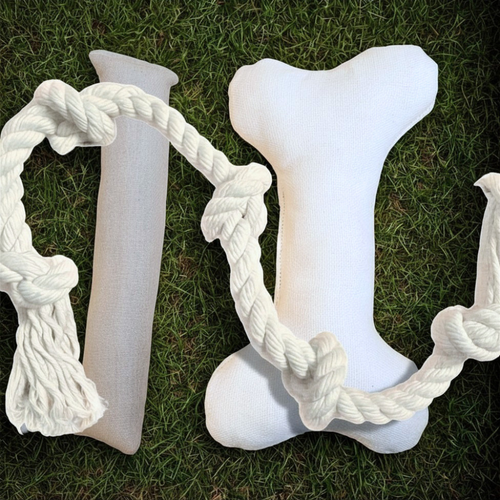 Natural Dog Toy Bundle for Cuddles, Fetch and Tugging - Small to Large Dogs Options | Boba & Vespa