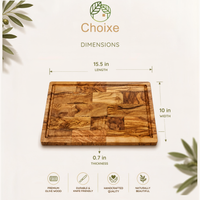 Multi-Purpose Large Olive Wood Serving and Cutting Board