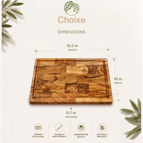 Multi-Purpose Large Olive Wood Serving and Cutting Board