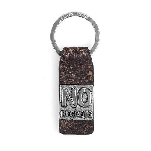 Leather Keychain No Regrets Engraved Message Gift For Him