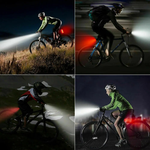 LED Bike Light Set with USB Rechargeable Headlight and Taillight