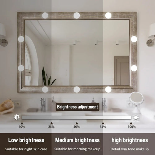 LED Mirror Light Bulbs with USB Touch Switch for Vanity & Dressing Table