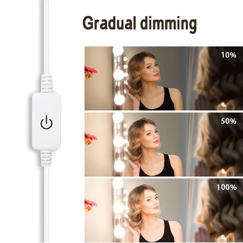 LED Mirror Light Bulbs with USB Touch Switch for Vanity & Dressing Table