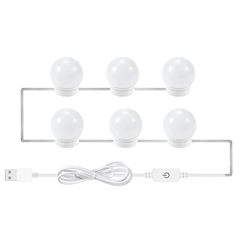 LED Mirror Light Bulbs with USB Touch Switch for Vanity & Dressing Table