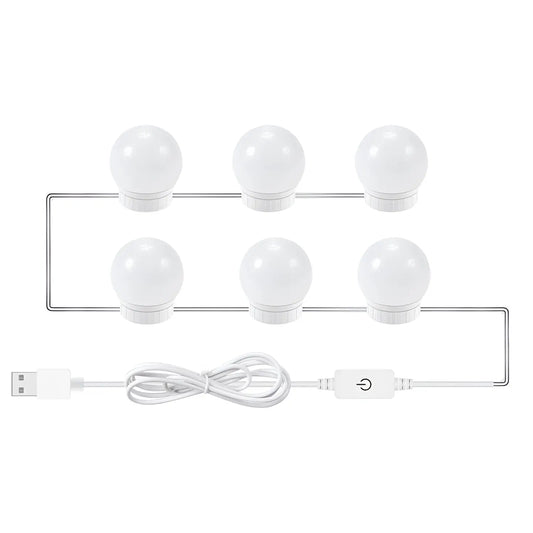 LED Mirror Light Bulbs with USB Touch Switch for Vanity & Dressing Table