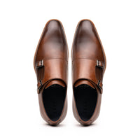 55-103-BRN LEGERRA Hand Burnished Italian Calfskin Monkstrap, Brown